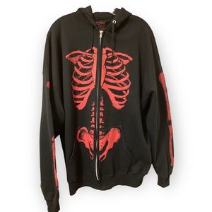 RARE RED SKELETON BLACK HOODIE